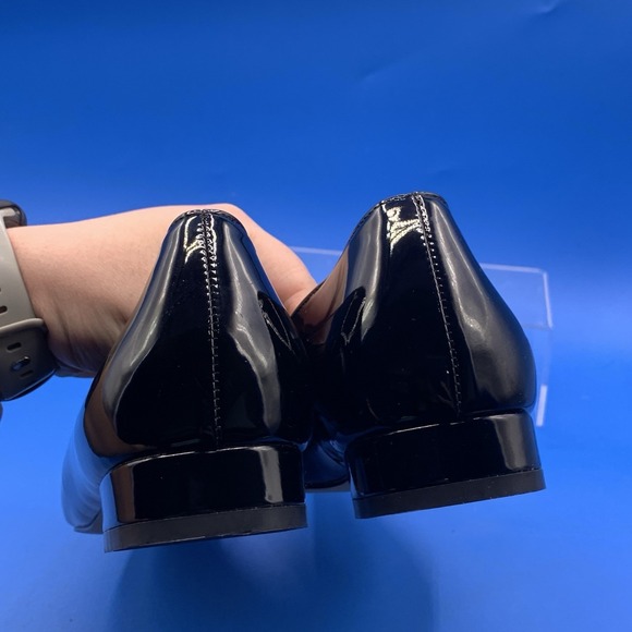 Lovirs Women's Black Double Bow Pointed Toe Faux Patent Leather Flats - Size 10 - Picture 6 of 9